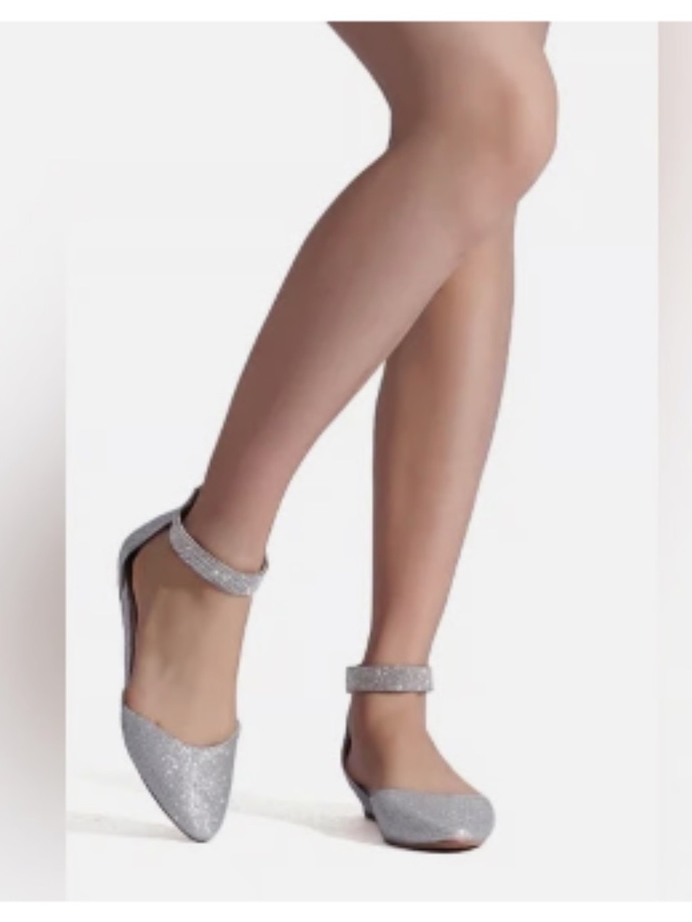 Dream Pairs Amiga Wedge Ankle Strap Flats Glitter Ankle Strap Flats Silver US 8